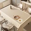 Toalha de Mesa Floral Simples Impermeável e à Prova de Óleo Não Lavável Retangular 2025 Novo Estilo Luxo Leve High-End Toalha de Mesa de Café