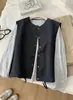 Chaleco de punto con botones de color sólido retro japonés, cárdigan de diseño para mujer, chaleco con cordón en capas, chaqueta de otoño, transfronterizo