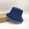 Nuevo Sombrero de Pescador de Ala Corta de Mezclilla con Bordes Deshilachados para Primavera y Verano Sombrero de Sol Protector Solar Sombrero Ajustable Estilo Artístico de Ocio Japonés para Mujer