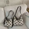 Bolsa Tote de Lunares Estilo Coreano Nuevo Verano 2026 para Mujer, Bolso de Hombro de Lino de Gran Capacidad, Bolso Cubo para el Trabajo, Bolso Cruzado