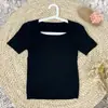 Camisa Básica Tendência para Mulheres Verão 2020 Nova Versátil Slim-Fit Malha Fina Camiseta Roupa de Baixo Top