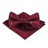 Set de Pajarita y Pañuelo de Bolsillo de Nuevo Estilo Moderno Boda Novio Padrino Moderno Traje de Hombre Cuadrado Cuadrado Boda Rayado Vintage