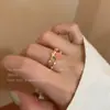 Anillo abierto de circón en forma de corazón de doble capa para mujer, diseño único, nicho de lujo ligero, sensación de alta gama, anillo para el dedo índice, anillo de estilo vintage único