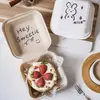 Caixa de Bolo Descartável Estilo Ins Tendência Bento Sobremesa Tiramisu Hambúrguer Pintado à Mão Para Levar Passeio de Primavera Caixa de Piquenique