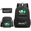 Mi mochila escolar mundial de tres piezas con estampado, gran capacidad, bolsa de lona para computadora para exteriores para estudiantes de secundaria