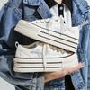 Zapatos blancos de malla de verano 2023 para mujer, zapatos de lona delgados de suela gruesa para mujer, zapatos de tabla casuales de moda transpirables