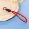 Pin Frijol Tejido a Mano Corto Lanyard para Llaves Llavero de Muñeca Simple Colgante de Bolsa de Color Material Accesorios