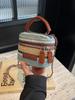Verano Nuevo Mini Bolso de Cadena Tejido Bolso de Mano para Mujer 2024 Rayas Arcoíris Moda Casual Hombro Cruzado
