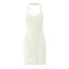 Vestido Mini Sexy de Moda Elegante de Color Sólido con Cintura Ceñida, Cuello Halter, Estilo Europeo y Americano Nuevo Z Cross-Border 2025
