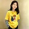 Camiseta de Manga Larga Nueva para Niñas 2026, Camiseta Base Holgada para Niños Mayores, Top de Algodón Puro Falso de Dos Piezas para Primavera y Otoño