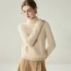 Tejidos de otoño e invierno, suéter 100% cachemira pura para mujer, cuello alto, manga larga, tejido versátil, simple y suave para ir al trabajo