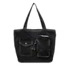 Bolsa Jeans Grande Capacidade Estilosa para Estudantes e Trabalho Feminina Estilo Coreano Simples Alta Aparência Moda Bolsa Tote de Ombro Tendência
