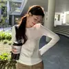 Estilo coreano! Camiseta top de manga longa estilo minimalista outono/inverno 2026 marca R*S Thirteen Lines Guangzhou para mulheres