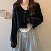 Cardigan de Tricô Curto com Decote V Novo para Primavera e Outono 2026 para Mulheres, Estilo Suave, Cintura Alta, Emagrecedor, Jaqueta Suéter Versátil Tendência