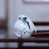 Juego de té Kung fu cerámica pintado a mano taza pequeña años 90 viejo Chaozhou color azul Taza Kung Fu taza para sorber té