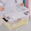 Caja de Almacenamiento de Plástico Transparente Portátil, Caja de Almacenamiento a Prueba de Humedad para Ropa de Armario Doméstico, Caja de Almacenamiento de Gran Capacidad para Montar en Coche con Tapa