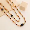 Collar Asimétrico de Cristales y Perlas Estilo Retro Otoño e Invierno Apilable Étnico Diseño de Nicho Cadena para Suéter para Mujer