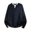 Suéter de punto casual de dos piezas estilo americano para hombre, nuevo de otoño e invierno, moderno, holgado, talla grande, versátil, deportivo, con cuello redondo