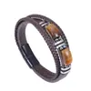 Popular Pulsera de Cuero Multicapa Retro para Hombre con Piedra Ojo de Tigre de Amazon Pulsera de Acero Inoxidable con Hebilla Magnética de Venta Caliente Europea y Americana