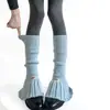 Calcetines de Canalé Cálidos de Piel de Conejo para Otoño e Invierno con Campana en el Tobillo Calentadores de Pierna Tejidos Estilo Ballet Agrupados Etiqueta de Tela Ligeramente Acampanada