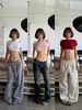 Camiseta corta estilo Y2K europea y americana transfronteriza para mujer, diseño de verano con hebilla metálica ajustable, manga corta ajustada
