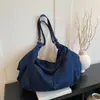 Bolso Casual de Mezclilla Moderno y con Estilo, Bolso de Gran Capacidad Estilo Perezoso, Bolso Tote de Hombro Estilo Japonés para Estudiantes Universitarios que Asisten a Clase
