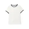Camiseta de Manga Corta con Cuello Redondo y Bloques de Color Elegante Estilo Europeo y Americano Transfronterizo 2026 Nueva Moda para Mujer Venta al por Mayor 0085301