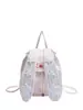 Mochila Listrada Estilo Coreano com Orelhas de Coelho Mochila Rosa Bolsa Bordada com Estrelas Grande Capacidade para Ir ao Trabalho Aluno Mochila Escolar