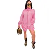 D9502 Amazon Más Vendido Ropa Europea y Americana Moda Casual para Mujer Vestido Holgado de Color Sólido con Cremallera de Manga Larga