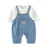 Mono para Bebés Niños y Niñas 2026 Primavera y Otoño Elegante Versátil Top de Manga Larga y Mono de Mezclilla Conjunto de Dos Piezas Moderno