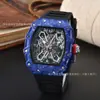 Al por mayor en stock de fábrica Comercio exterior transfronterizo Reloj de cuarzo de moda moderno con forma de barril Richard de fibra de carbono hueco para hombre