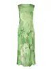 Vestido estilo japonés de Issey Miyake con un toque de alta gama, estampado elegante, corte holgado, falda versátil de longitud media, drapeado, vestido moderno y elegante