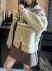 Cárdigan de punto para mujer con mezcla de lana de oveja, estilo Fair Isle, color de contraste, solapa, cremallera, suéter de invierno, nuevo estilo 26, S4My064