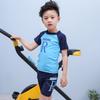 Novo Traje de Banho Esportivo Infantil Masculino Manga Curta Dividido Calção de Natação Flat-horned para Crianças de Tamanho Grande e Médio para Água Termal