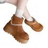 Botas de nieve gruesas para mujer que aumentan la altura, nuevo estilo otoño e invierno 2026, botines con puños de gamuza y cremallera, botas Martin versátiles para personas bajitas