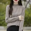 Suéter de punto cruzado para mujer de otoño e invierno, manga larga, base, con cuello semi-alto y adornos de pedrería, suéter casual versátil