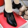 Zapatos Huecos de Malla de Cuero Suave para Mujer Verano Suela Suave Transpirable Tacón Medio Tacón Grueso Zapatos de Mamá Sandalias Huecas de Suela Suave para Mujer