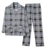 Pijama, Estilo Outono, Manga Longa, Calça Longa, Algodão Tricotado, Cardigã para Primavera e Outono, Gola Lapela, Conjunto para Casa para Homens