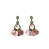 Brincos de Tarraxa com Pingente Redondo de Strass Estilo Étnico Nicho High-End Modernos Individualistas Brincos Retro Versátil Temperamento Joias de Orelha
