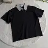 Camisa Polo Patchwork Pied-de-Poule Camiseta Manga Curta Masculina Estilo Americano Old Money Camiseta com Ombro Normal Top Colarinho Cleanfit