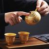 Tetera de Arcilla Púrpura Hecha Completamente a Mano, Olla Dorada Vieja de Barro Xishi, Ocho Caballos que Cambian de Color, Agua que se Rompe, Fénix Cantando, Una Olla y Dos Tazas de Té