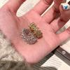 Anillo de Encaje Estilo Buchi Italiano Anillo de Diamante Dorado de Rejilla de Diamante Cepillada de la Edad Media/Antigua