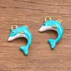 4 Colores 15X20mm Acero Inoxidable Dorado Goteo de Aceite Animales 3D Realistas Colgante Delfín Encanto DIY Accesorios para Joyería