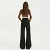 26 Nuevas Llegadas de Otoño: Jeans Elásticos de Cintura Alta con Doble Botón, Pierna Ancha, Largo hasta el Suelo para Mujer, Corte Holgado, Favorecedores de la Figura y con Caída. Dropshipping Disponible