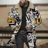 Chaqueta Larga de Algodón Marrón con Botones Blancos, Producto Nuevo Digital de Impresión 3D Multicolor Transfronterizo Europeo y Americano