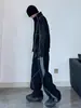 Traje Deportivo de Empalme Uamtor Coreano para Hombre Otoño Chaqueta Impermeable con Cuello Alto Pantalones Rectos Conjunto de Dos Piezas