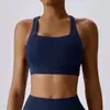Roupa Esportiva Feminina Lulu Cruzada Mesmo Estilo Nude à Prova de Choque para Treinamento Fitness ao Ar Livre Pilates Yoga