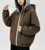 Chaqueta casual con capucha 2026 modelo nuevo primavera y otoño, moda exterior tipo dos piezas falsas, chaqueta holgada que rejuvenece para mujer