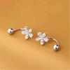 Pendientes de Flor de Plata S999 para Mujer, Nuevo Estilo de Lujo Ligero de Nicho, Pendientes Brillantes de Diamante de Plata Pura, Pendientes de Moda Versátiles de Gama Alta al por Mayor