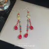 Novos Brincos Masculinos Estilo Chinês Antigo Retorno Noturno Wu Frame Gato Estilo Étnico Retrô Brincos com Franja de Contas Vermelhas